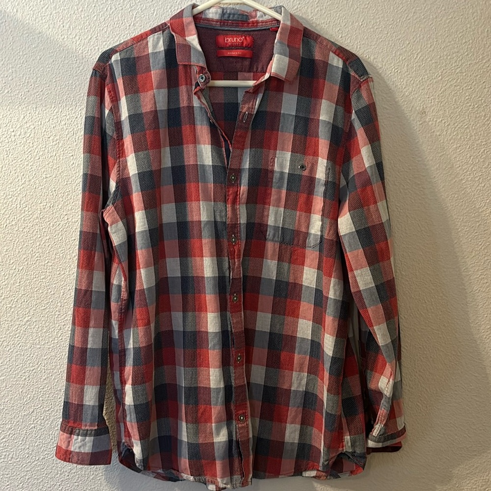 Bruno Milano modern fit plaid button down size XL
